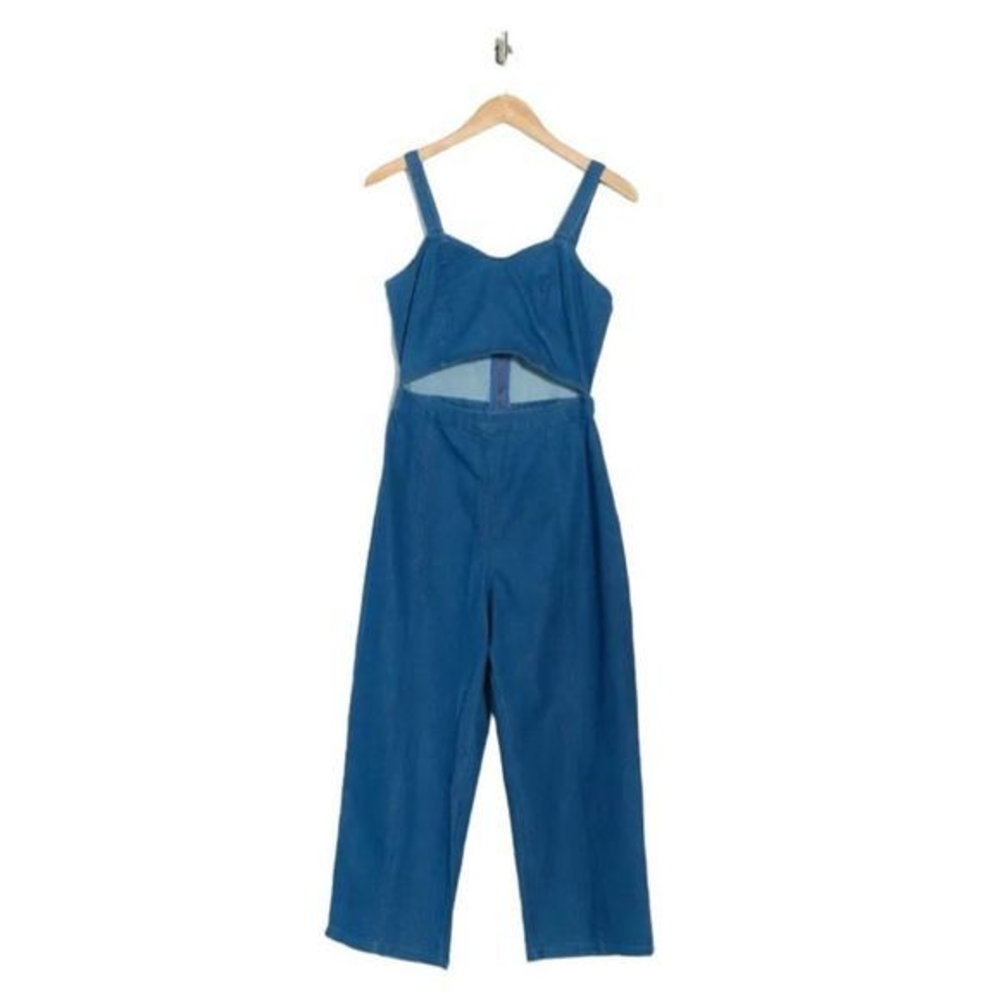 NWOT RDI Blue Denim Cutout Sleeveless Romper (L)